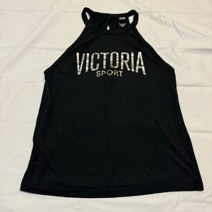 Victoria's Secret Sport Silver Metallic Racerback Tank Top Gym Workout Size S